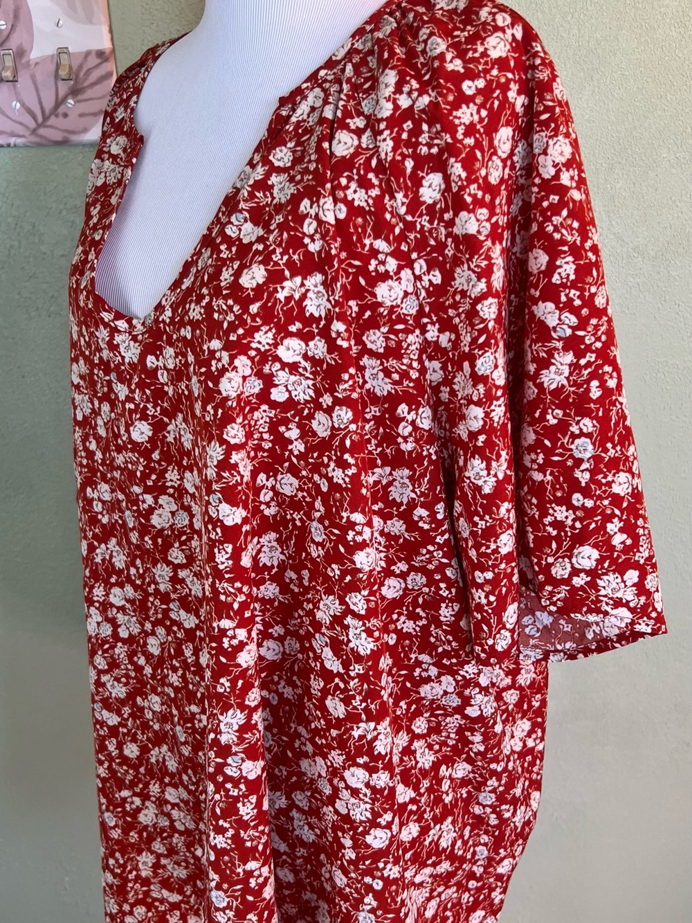 Source Unknown Orange Floral V-Neck Tunic Top - Picture 4 of 5